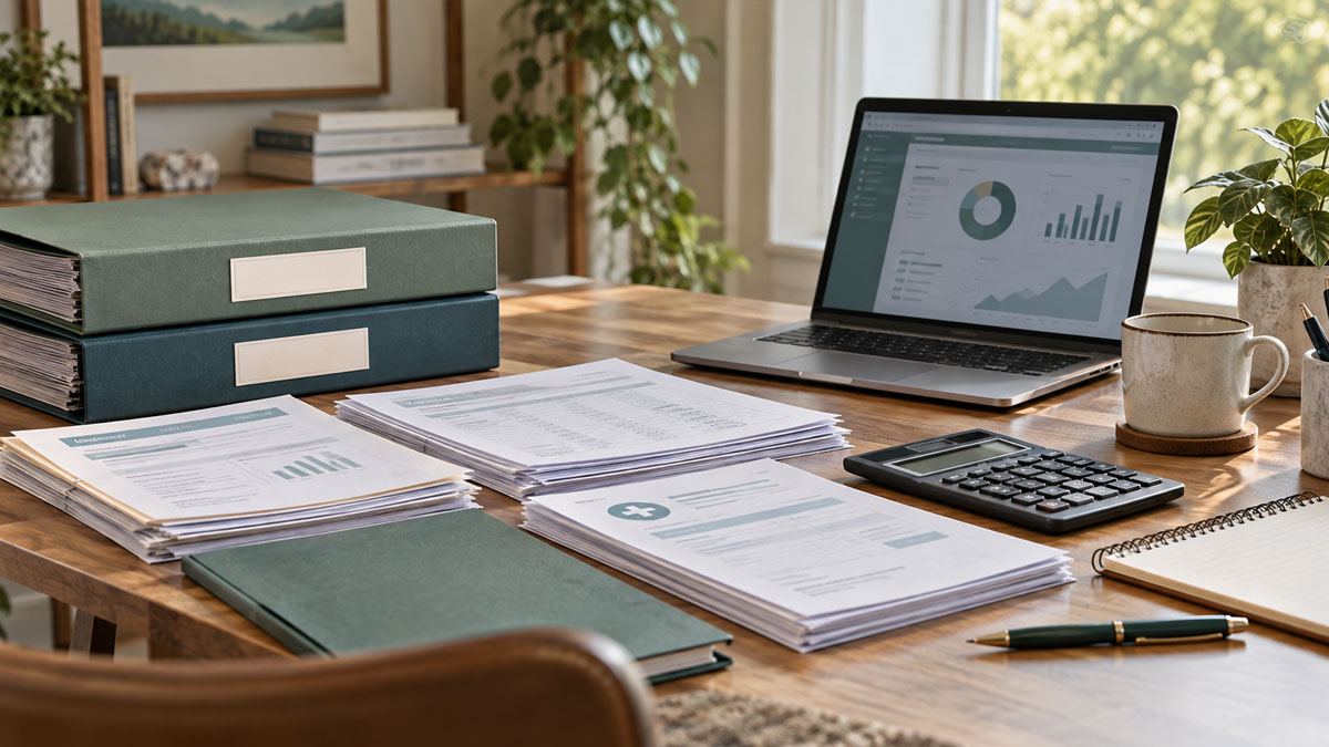 Organized financial and employment records for an Illinois child support discussion